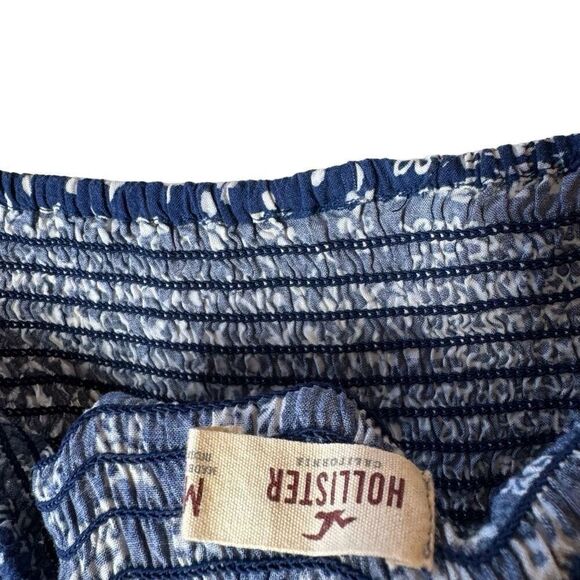 Hollister Strapless Dress Boho Bandana Maxi Smocked Patchwork Slits M - Picture 4 of 7